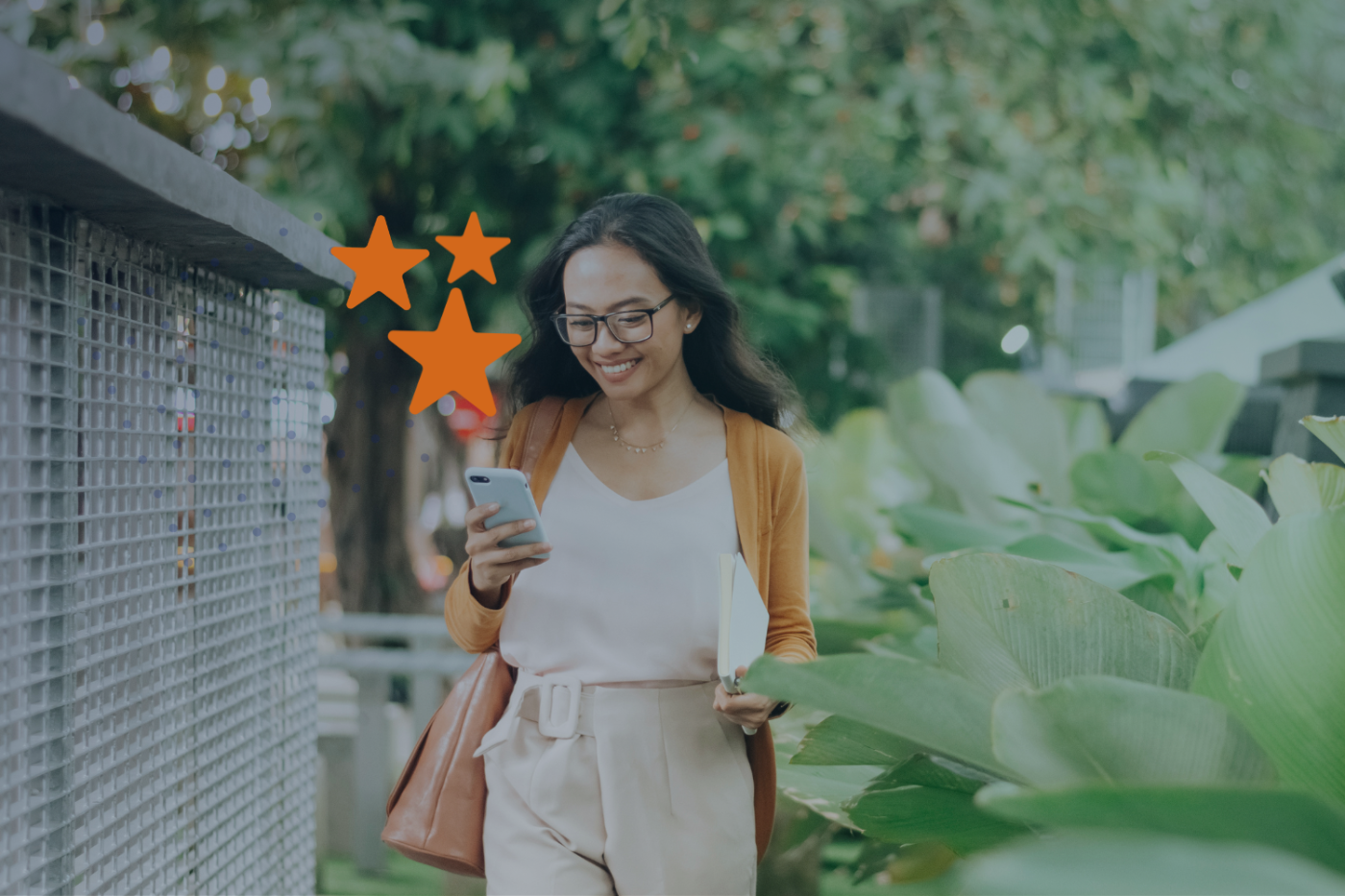woman looking at her phone to check her ipsos isay rewards