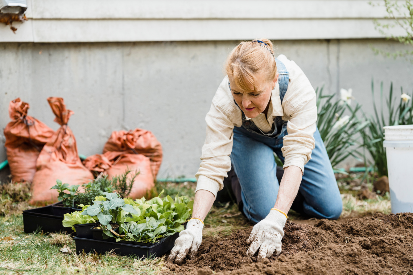old woman gardening