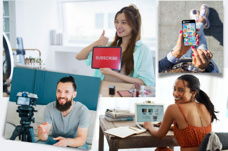 Images showing people working online 