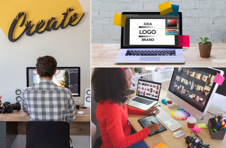  Images of people working online