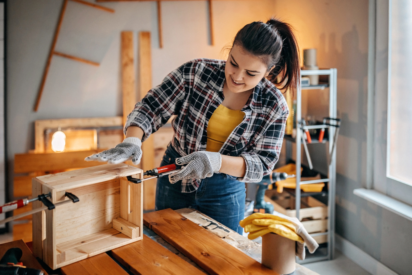 a woman doing DIY