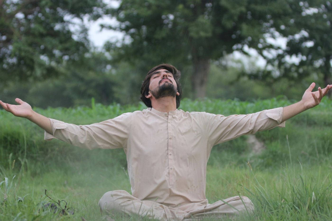 man doing yoga