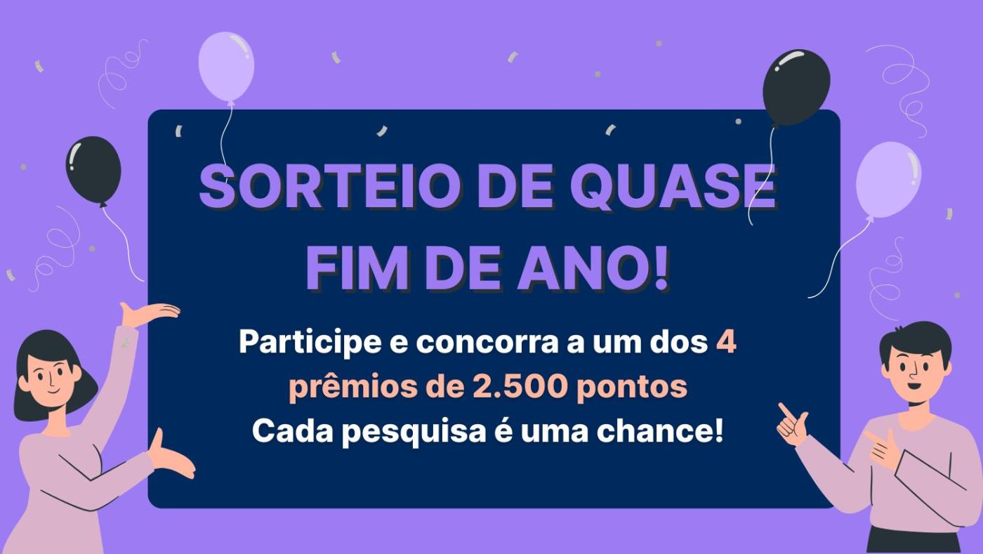 Sorteio de Fim de Ano do Ipsos iSay com prêmios de 2.500 pontos