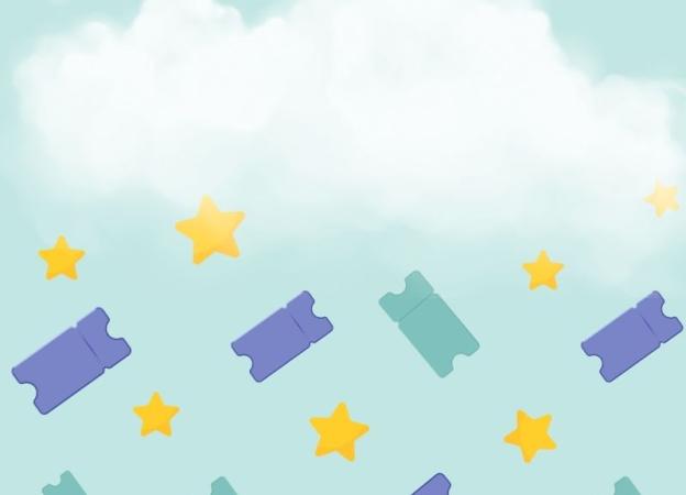 Imagen de una nube de la que cae una lluvia de tickets para participar en el sorteo