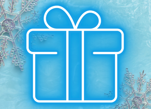 Gift illustration on a wintery background