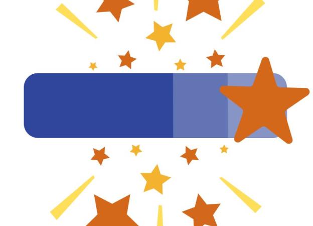 Imagen representando un contador de puntos que sube y rodeado de estrellas
