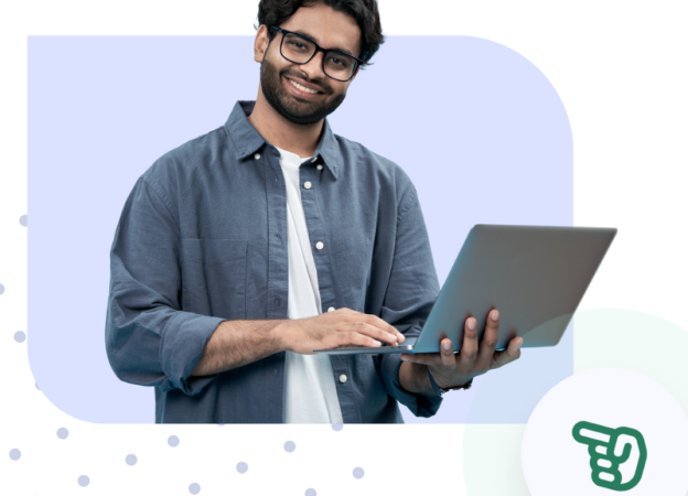 A man holding his laptop