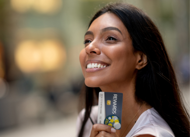 woman with a rewards card