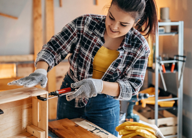 a woman doing DIY
