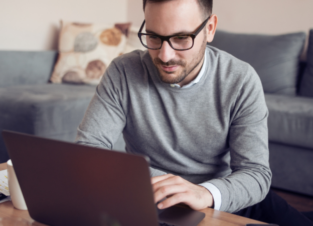 man working from home